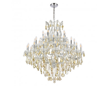 Elegant Maria Theresa 41 Light Chandelier - Chrome/Golden Teak, L 44" (2800G44C-GT-RC)