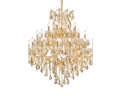 Elegant Maria Theresa 41 Light Chandelier - Gold/Golden Teak, L 44" (2800G44G-GT-RC)