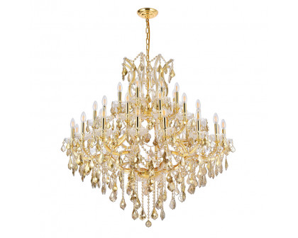 Elegant Maria Theresa 41 Light Chandelier - Gold/Golden Teak, L 44" (2800G44G-GT-RC)