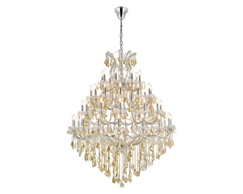 Elegant Maria Theresa 41 Light Chandelier - Chrome/Golden Teak, L 46" (2800G46C-GT-RC)