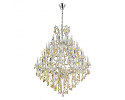 Elegant Maria Theresa 41 Light Chandelier - Chrome/Golden Teak, L 46" (2800G46C-GT-RC)