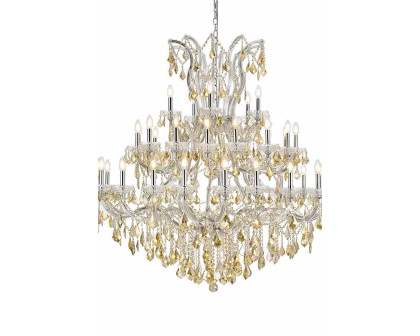 Elegant Maria Theresa 41 Light Chandelier - Chrome/Golden Teak, L 52" (2800G52C-GT-RC)