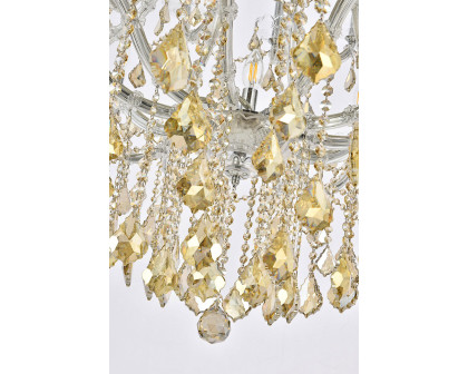 Elegant Maria Theresa 41 Light Chandelier - Chrome/Golden Teak, L 52" (2800G52C-GT-RC)