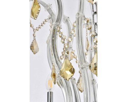 Elegant Maria Theresa 41 Light Chandelier - Chrome/Golden Teak, L 52" (2800G52C-GT-RC)