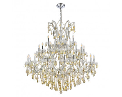 Elegant Maria Theresa 41 Light Chandelier - Chrome/Golden Teak, L 52" (2800G52C-GT-RC)