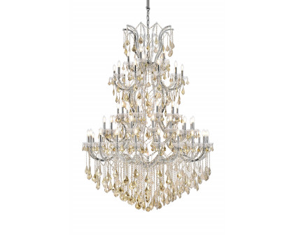 Elegant Maria Theresa 41 Light Chandelier - Chrome/Golden Teak, L 54" (2800G54C-GT-RC)