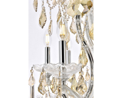 Elegant Maria Theresa 41 Light Chandelier - Chrome/Golden Teak, L 54" (2800G54C-GT-RC)