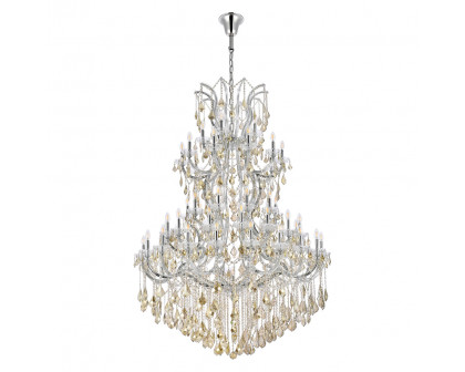 Elegant Maria Theresa 41 Light Chandelier - Chrome/Golden Teak, L 54" (2800G54C-GT-RC)