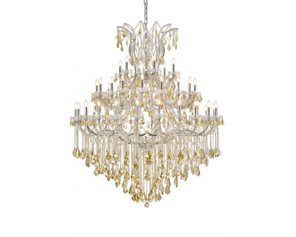 Elegant Maria Theresa 41 Light Chandelier - Chrome/Golden Teak, L 60" (2800G60C-GT-RC)