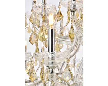 Elegant Maria Theresa 41 Light Chandelier - Chrome/Golden Teak, L 60" (2800G60C-GT-RC)