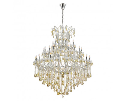 Elegant Maria Theresa 41 Light Chandelier - Chrome/Golden Teak, L 60" (2800G60C-GT-RC)