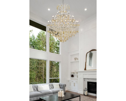 Elegant Maria Theresa 41 Light Chandelier - Chrome/Golden Teak, L 60" (2800G60C-GT-RC)