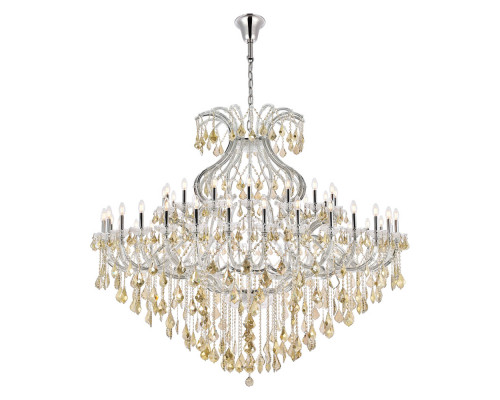 Elegant Maria Theresa 41 Light Chandelier - Chrome/Golden Teak, L 72" (2800G72C-GT-RC)