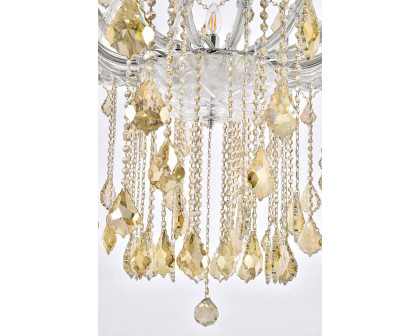 Elegant Maria Theresa 41 Light Chandelier - Chrome/Golden Teak, L 72" (2800G72C-GT-RC)