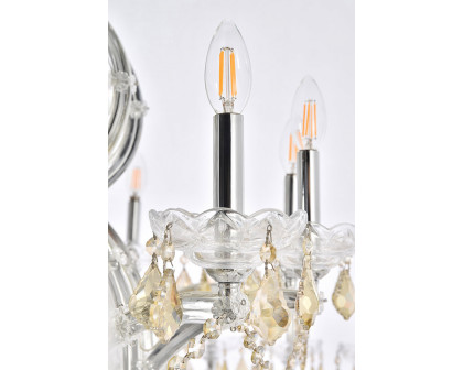 Elegant Maria Theresa 41 Light Chandelier - Chrome/Golden Teak, L 72" (2800G72C-GT-RC)