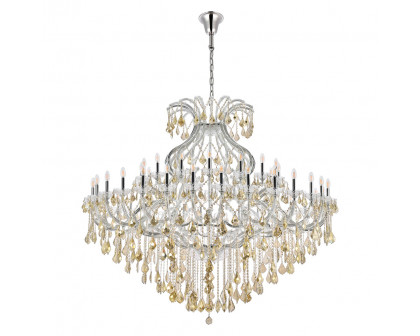 Elegant Maria Theresa 41 Light Chandelier - Chrome/Golden Teak, L 72" (2800G72C-GT-RC)