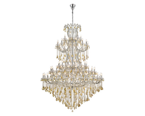 Elegant Maria Theresa 41 Light Chandelier - Chrome/Golden Teak, L 72" (2800G96C-GT-RC)