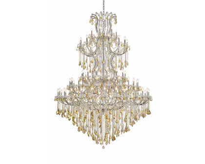 Elegant Maria Theresa 41 Light Chandelier - Chrome/Golden Teak, L 72" (2800G96C-GT-RC)