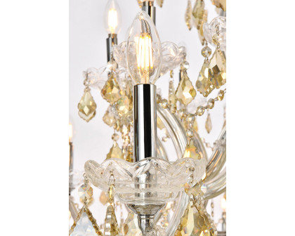 Elegant Maria Theresa 41 Light Chandelier - Chrome/Golden Teak, L 72" (2800G96C-GT-RC)