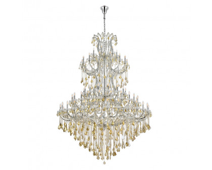 Elegant Maria Theresa 41 Light Chandelier - Chrome/Golden Teak, L 72" (2800G96C-GT-RC)