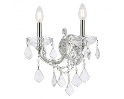 Elegant Maria Theresa 2 Light Wall Sconce - Chrome/EC, L 16" (2800W2C-EC)