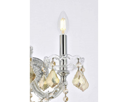 Elegant Maria Theresa 2 Light Wall Sconce - Chrome/Golden Teak, L 16" (2800W2C-GT-RC)