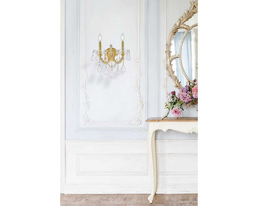 Elegant Maria Theresa 2 Light Wall Sconce - Gold, L 16" (2800W2G-RC)