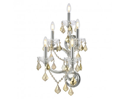 Elegant Maria Theresa 2 Light Wall Sconce - Chrome/Golden Teak, L 29.5" (2800W5C-GT-RC)