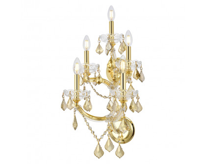 Elegant Maria Theresa 2 Light Wall Sconce - Gold/Golden Teak, L 29.5" (2800W5G-GT-RC)