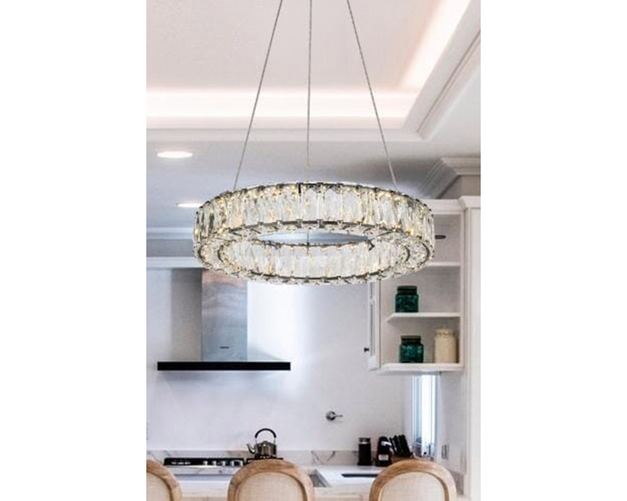 Elegant Monroe Led Chandelier - Black, L 17" (3503D17BK)