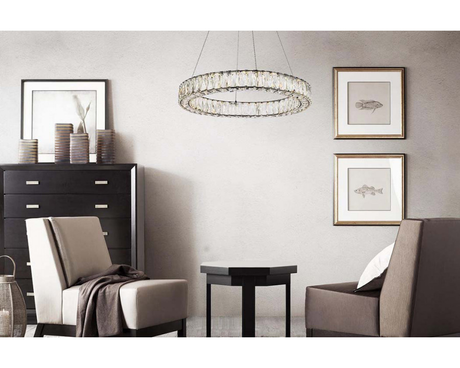 Elegant Monroe Led Chandelier - Black, L 23" (3503D23BK)