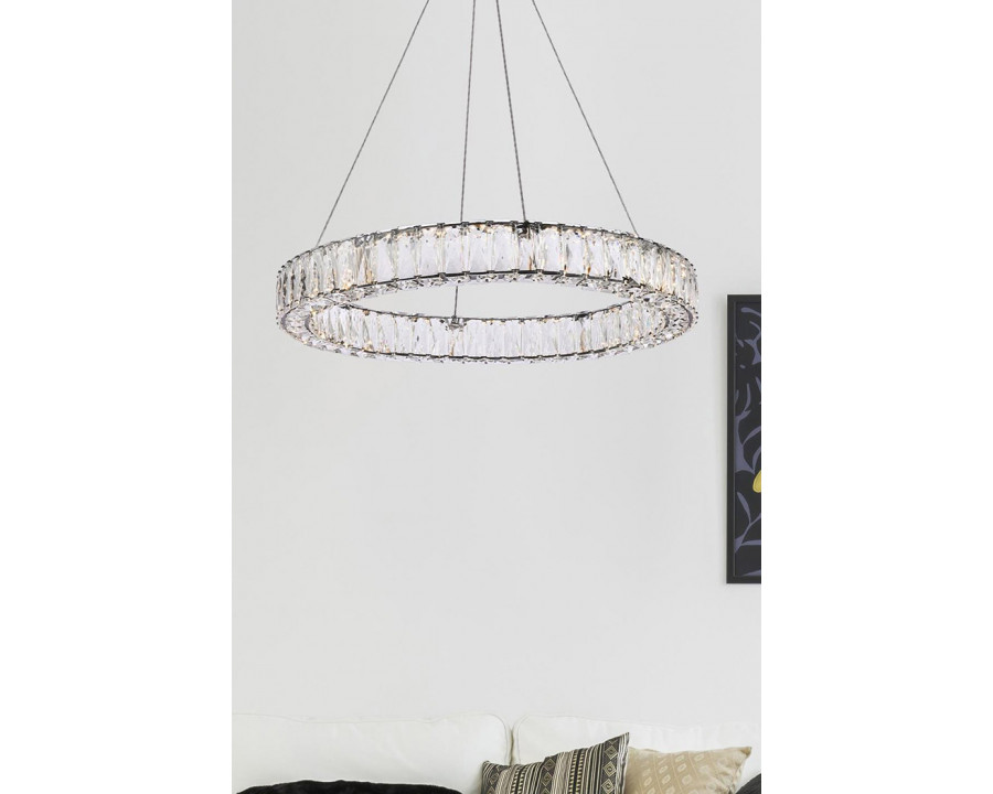 Elegant Monroe Led Chandelier - Black, L 26" (3503D26BK)