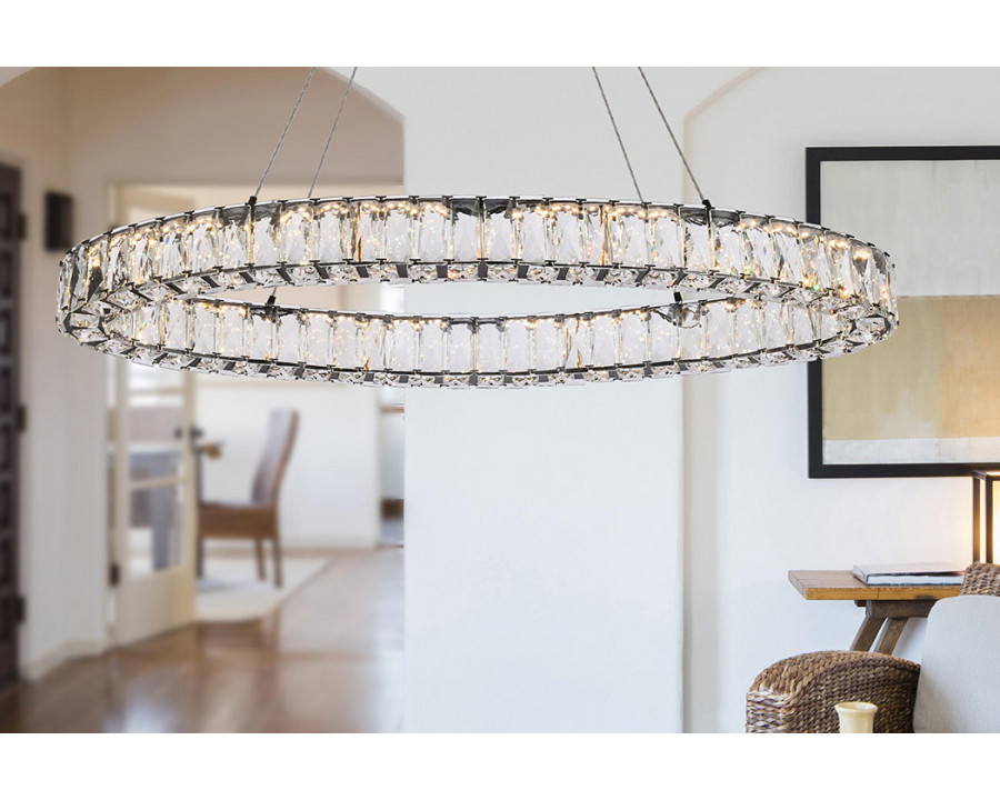 Elegant Monroe Led Chandelier - Black, L 36" (3503D36BK)