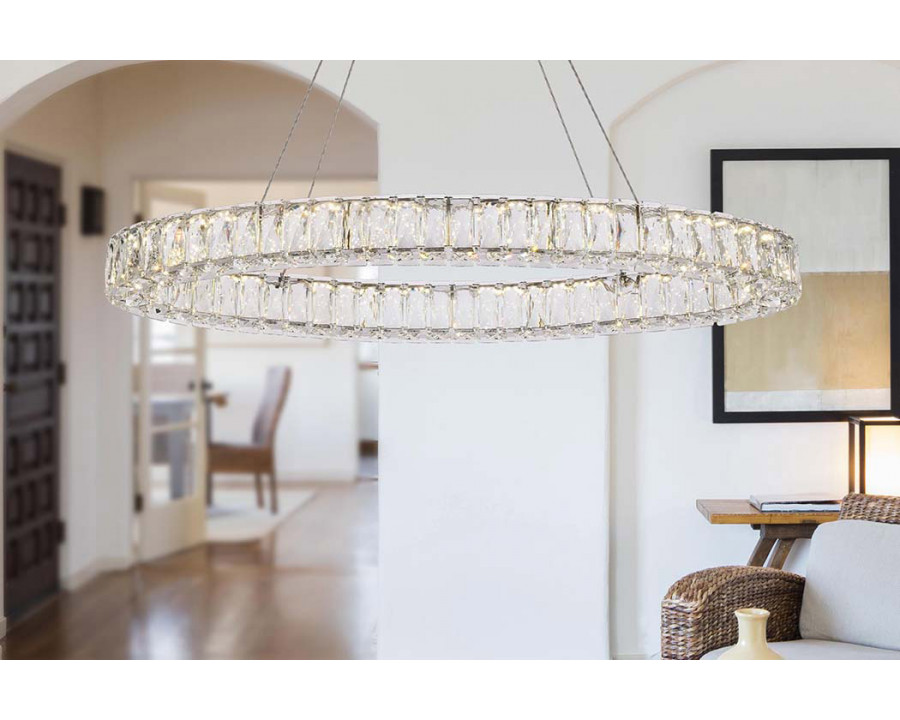 Elegant Monroe Led Chandelier - Chrome, L 36" (3503D36C)