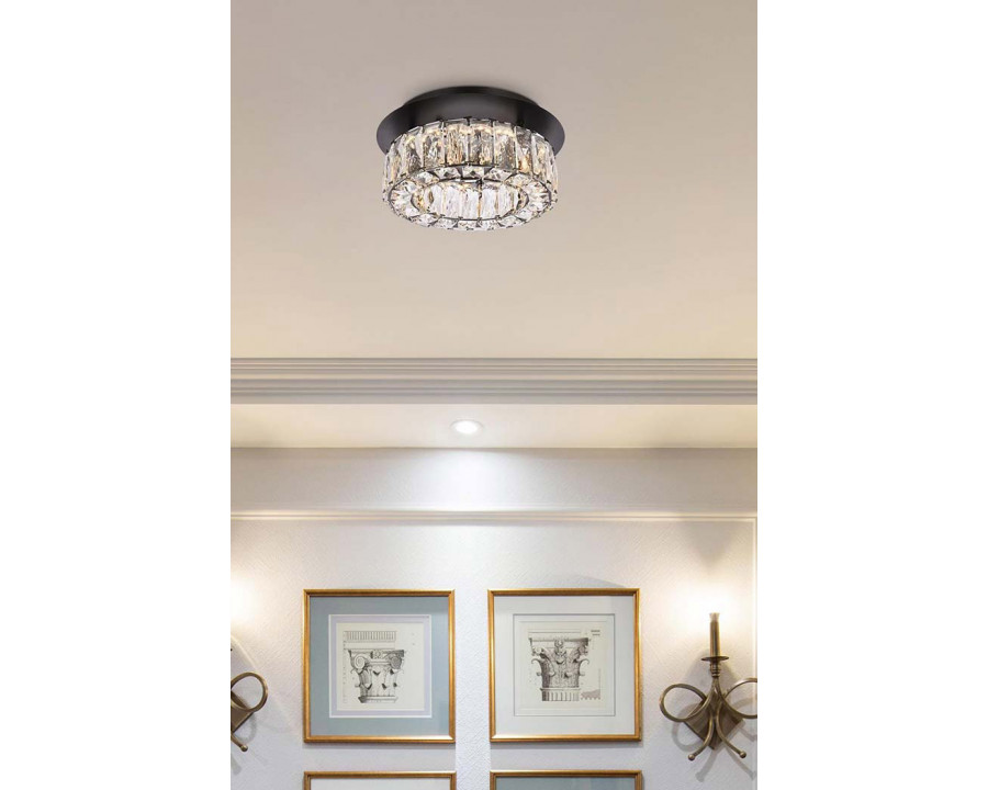 Elegant Monroe Led Flush Mount - Black, L 12" (3503F12BK)