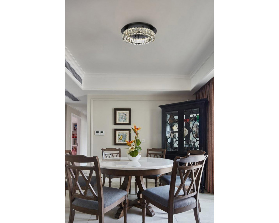 Elegant Monroe Led Flush Mount - Black, L 18" (3503F18BK)