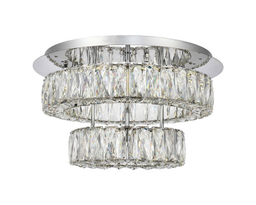 Elegant Monroe Led Flush Mount - Chrome, L 18", 2 Lights (3503F18L2C)