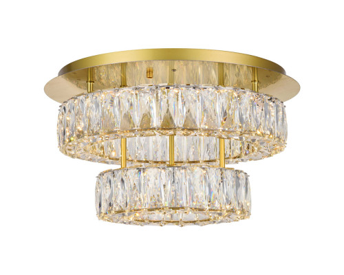 Elegant Monroe Led Flush Mount - Gold, L 18", 2 Lights (3503F18L2G)