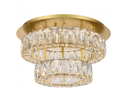 Elegant Monroe Led Flush Mount - Gold, L 18", 2 Lights (3503F18L2G)