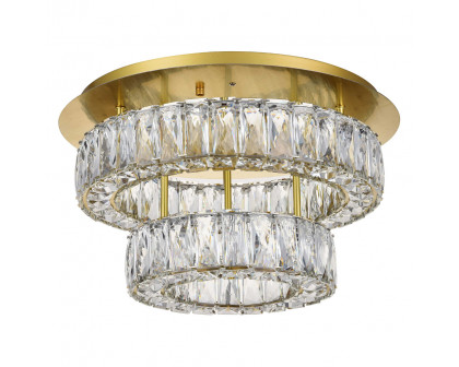 Elegant Monroe Led Flush Mount - Gold, L 18", 2 Lights (3503F18L2G)