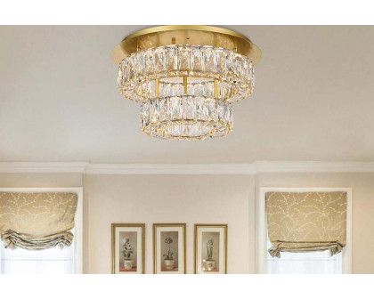 Elegant Monroe Led Flush Mount - Gold, L 18", 2 Lights (3503F18L2G)