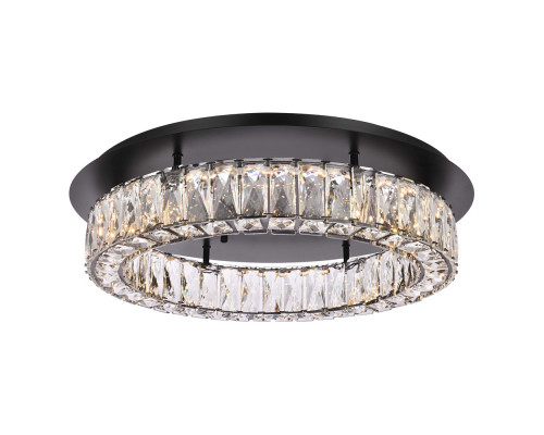 Elegant Monroe Led Flush Mount - Black, L 22" (3503F22BK)