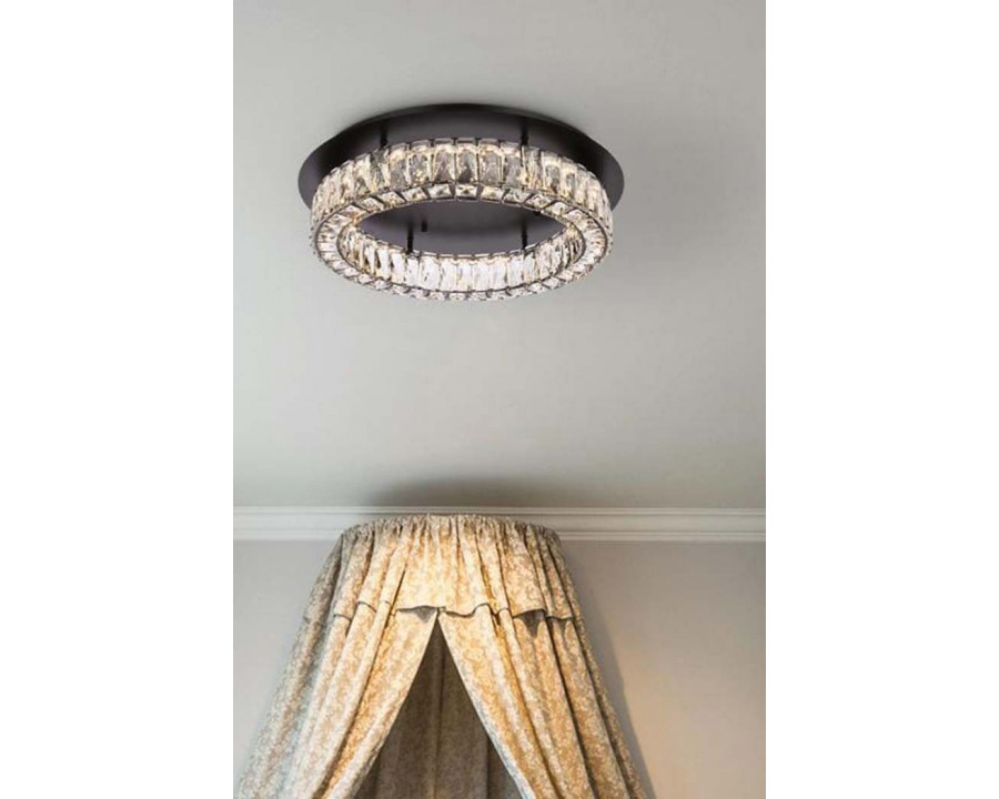 Elegant Monroe Led Flush Mount - Black, L 22" (3503F22BK)