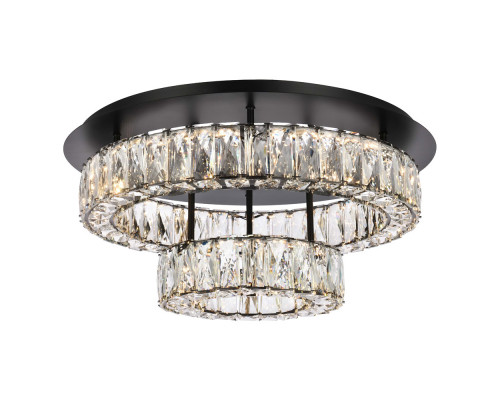 Elegant Monroe Led Flush Mount - Black, L 22", 2 Lights (3503F22L2BK)