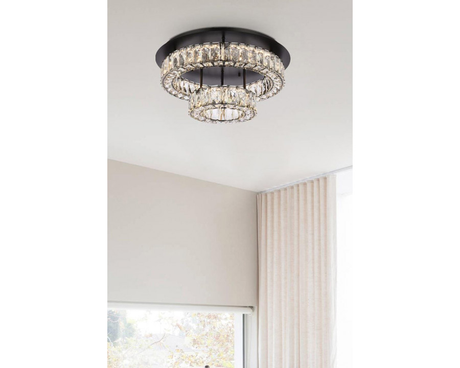 Elegant Monroe Led Flush Mount - Black, L 22", 2 Lights (3503F22L2BK)