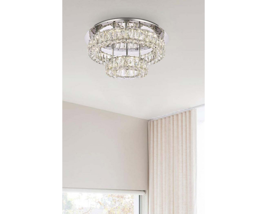 Elegant Monroe Led Flush Mount - Chrome, L 22", 2 Lights (3503F22L2C)