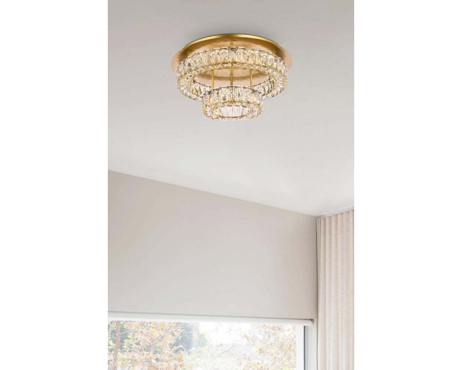 Elegant Monroe Led Flush Mount - Gold, L 22", 2 Lights (3503F22L2G)