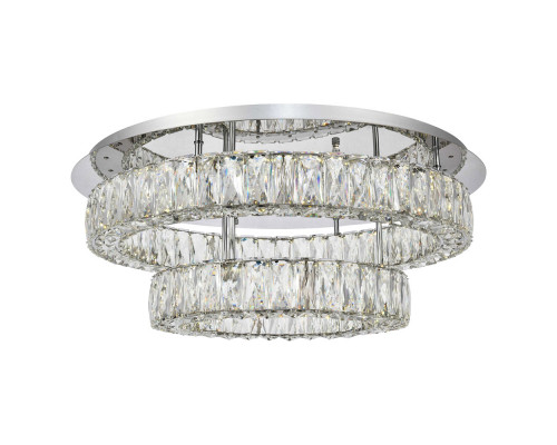 Elegant Monroe Led Flush Mount - Chrome, L 26", 2 Lights (3503F26L2C)