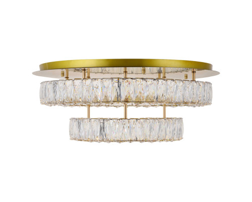 Elegant Monroe Led Flush Mount - Gold, L 26", 2 Lights (3503F26L2G)