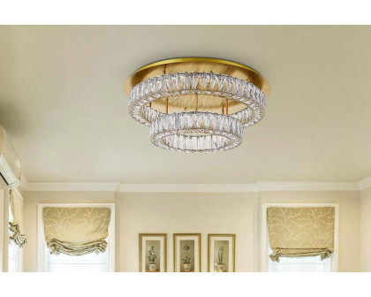 Elegant Monroe Led Flush Mount - Gold, L 26", 2 Lights (3503F26L2G)